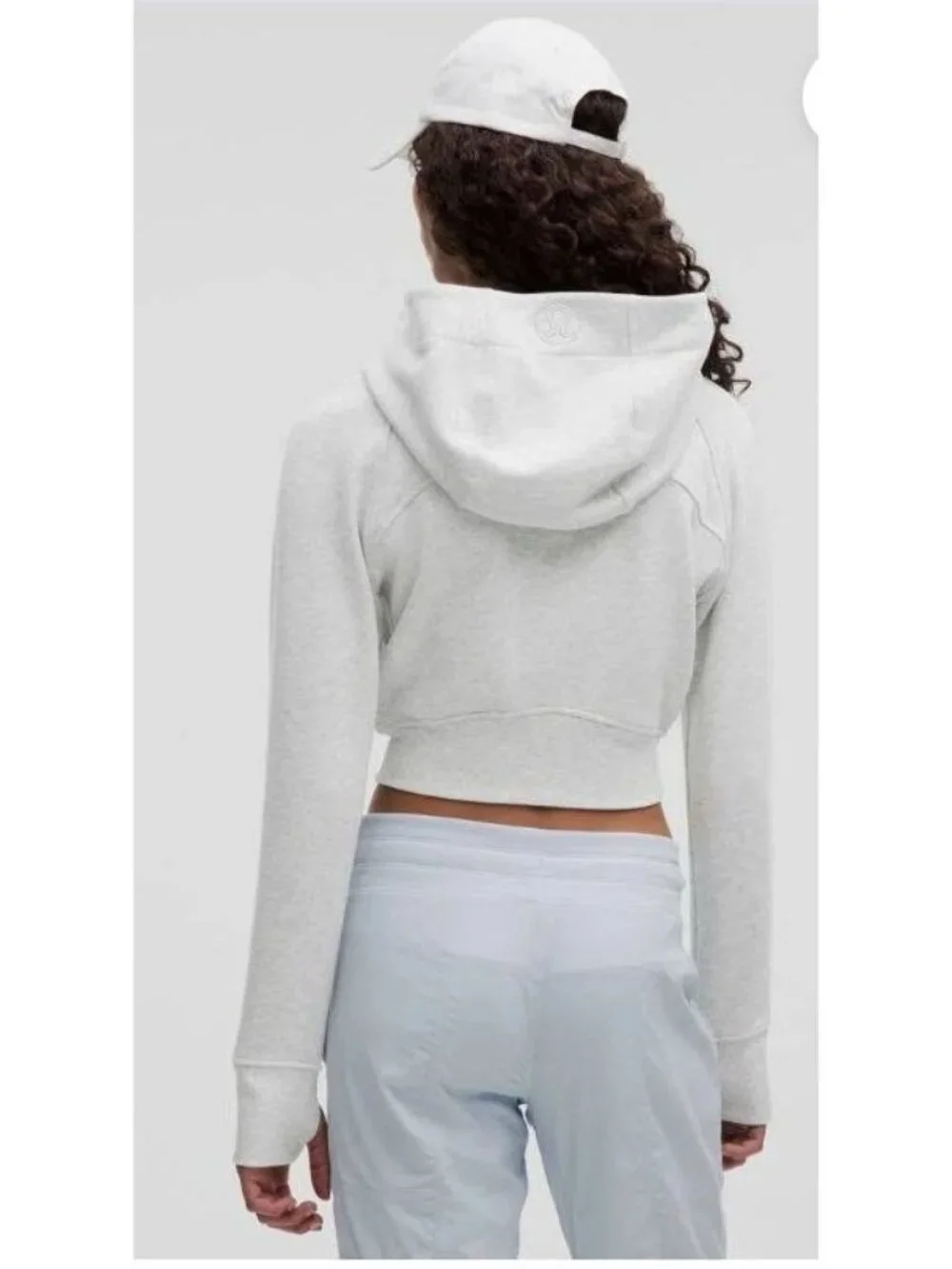 lululemon Scuba Full Zip Cropped Hoodie Heathered Core Ultra Light Grey Size 8